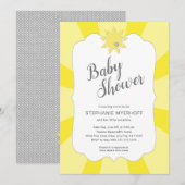 Zonneneutraal baby shower, geel grijs kaart (Voorkant / Achterkant)