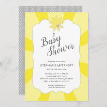 Zonneneutraal baby shower, geel grijs