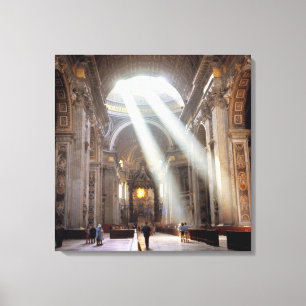 Zonnenstralen stromen door de ramen canvas afdruk