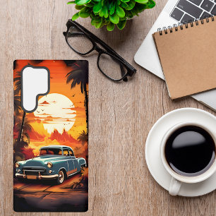 Zonneondergang met Oldtimer Auto - Cadeau voor Aut Samsung Galaxy Hoesje
