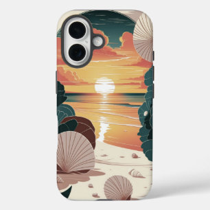 Zonneondergang Strand Schelpen iPhone 16 Hoesje