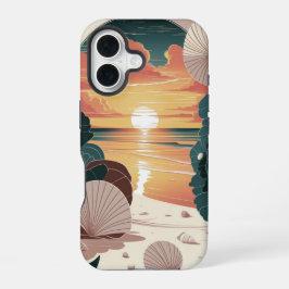Zonneondergang Strand Schelpen iPhone 16 Hoesje