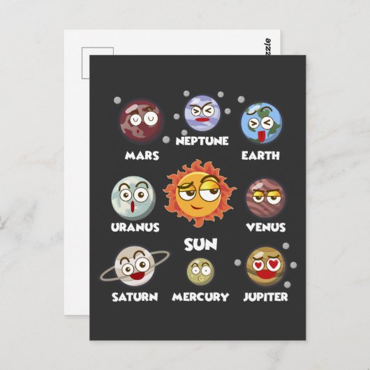 Zonneonderwijs Galaxy System Witty Space Planets Briefkaart (Voorkant / Achterkant)