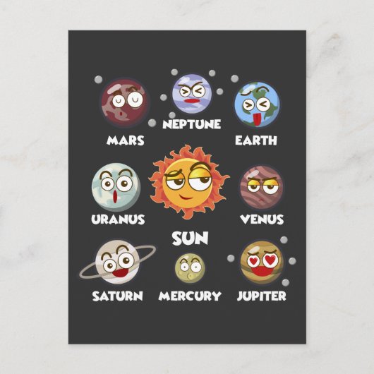 Zonneonderwijs Galaxy System Witty Space Planets Briefkaart (Voorkant)
