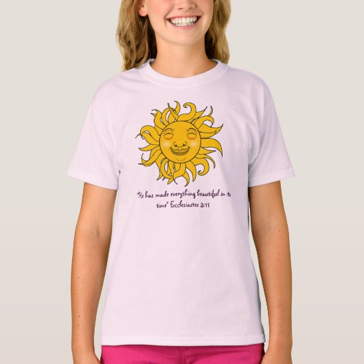Zonneontwerp glimlachen met ecclesiastes bijbelver t-shirt (Voorkant)
