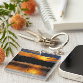 Zonneopgang bij het meer, schilderachtig foto, sleutelhanger (Voorkant Rechts)