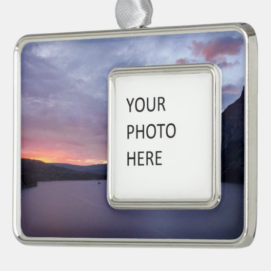 Zonneopgang bij het meer St. Mary Verzilverd Omlijst Ornament (Links)