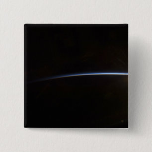 Zonneopgang gezien in de ruimte vierkante button 5,1 cm