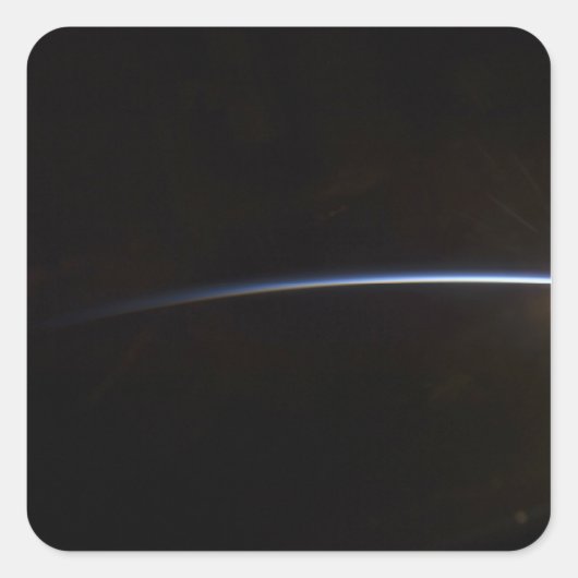 Zonneopgang gezien in de ruimte vierkante sticker (Voorkant)