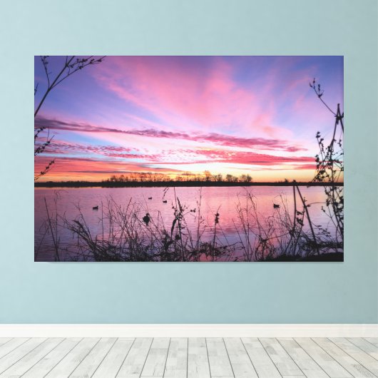 Zonneopgang in de Duck Blind Canvas Afdruk (Insitu (Houten vloer))