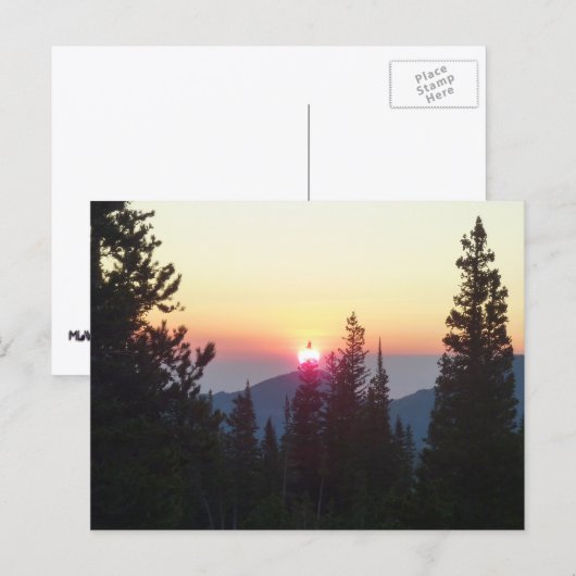 Zonneopgang in het bos in de Rocky Mountain Briefkaart (Voorkant / Achterkant)