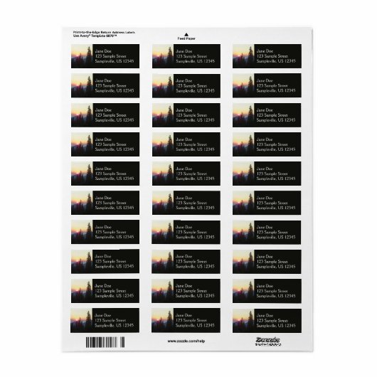 Zonneopgang in het bos in de Rocky Mountain Etiket (Full Sheet)