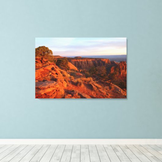 Zonneopgang op het grote Uitzicht spoor bij het CO Canvas Afdruk (Insitu (Houten vloer))