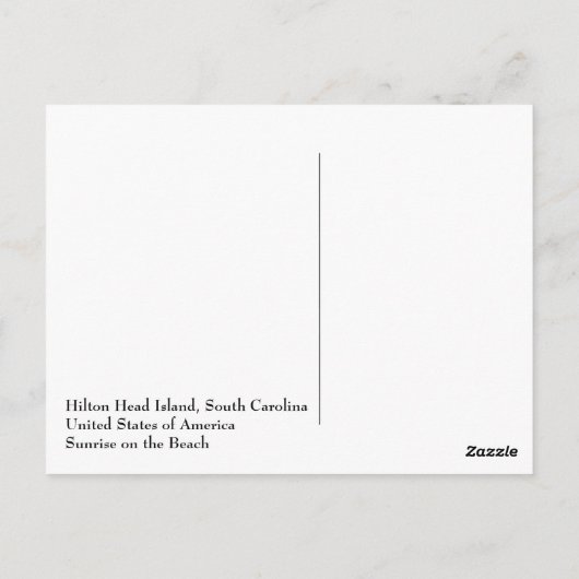 Zonneopgang op het strand | Briefkaart Hilton Head (Achterkant)