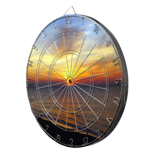 Zonneopgang op het strand dartbord (Voorkant Rechts)