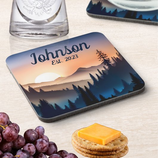 Zonneopgang over de bergen bier onderzetter