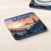 Zonneopgang over de bergen bier onderzetter (Linkerzijde)