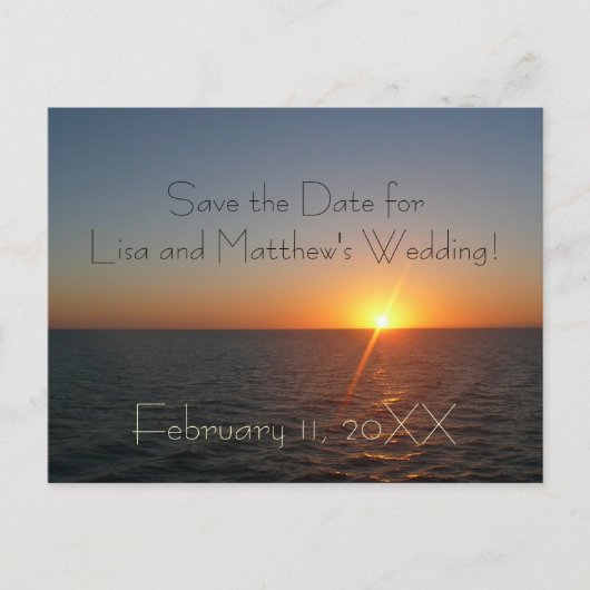 Zonneopje bij Zee Save the Date Briefkaart (Voorkant)