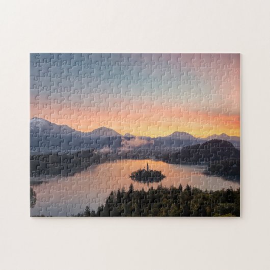 Zonneopje boven het meer van de puzzel (Horizontaal)