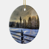 Zonneopje op een winterpasta in sneeuw keramisch ornament (Rechts)