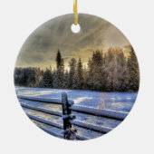 Zonneopje op een winterpasta in sneeuw keramisch ornament (Achterkant)
