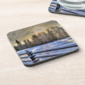 Zonneopje op een winterpasta in sneeuw onderzetter (Linkerzijde)