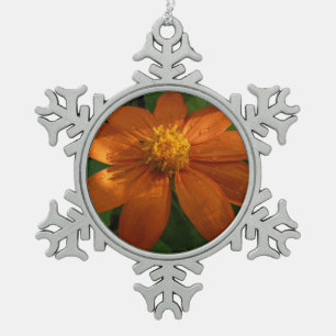 Zonneopje op Mexicaanse zonnebloempitten Tin Sneeuwvlok Ornament