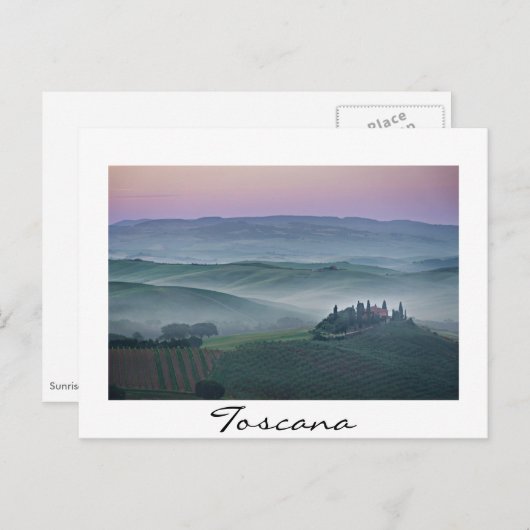 Zonneopje over een Toscaanse landschapswitte tekst Briefkaart (Voorkant / Achterkant)