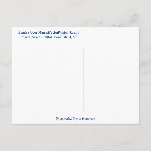 Zonneopje over het Surf! Hilton Head Island SC Briefkaart (Achterkant)