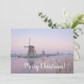 Zonneopjes en windmolens in winterkerstkaarten feestdagenkaart (Staand voorkant)