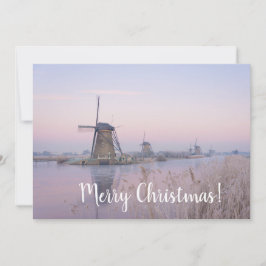 Zonneopjes en windmolens in winterkerstkaarten feestdagenkaart