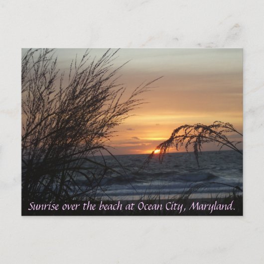 Zonneopkomst over het strand bij.. briefkaart (Voorkant)