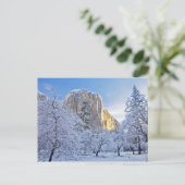 Zonneoplicht raakt El Capitan door sneeuw Briefkaart (Staand voorkant)