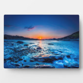 Zonneoploop over de horizon in Seashore op zonsopg Fotoplaat (voorkant)