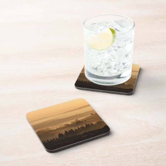 Zonneoploop over het landschap van Misty Rolling H Bier Onderzetter (Rechterzijde)