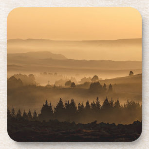 Zonneoploop over het landschap van Misty Rolling H Bier Onderzetter