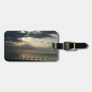 Zonneoppas over het strand in Griekenland - Schild Bagagelabel