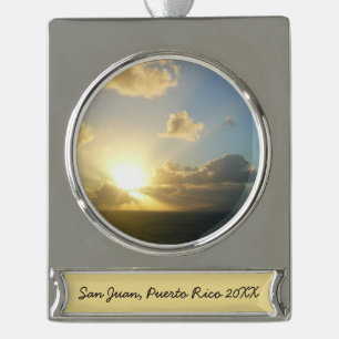 Zonneoppas over San Juan II Puerto Rico Verzilverd Banner Ornament