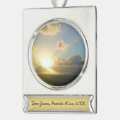 Zonneoppas over San Juan II Puerto Rico Verzilverd Banner Ornament (Links)