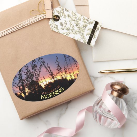 Zonneoppas Warmt de aangepaste Horizon-foto Ovale Sticker (Geschenken)