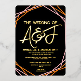 Zonneoproze Oranje bruiloft Folie Uitnodiging