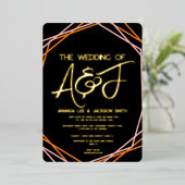 Zonneoproze Oranje bruiloft Folie Uitnodiging (Staand Voorkant)