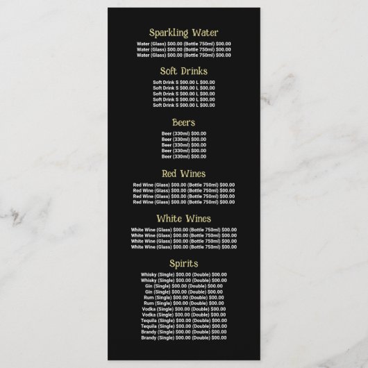 Zonneopschildering, restaurant Slimline Menu (Achterkant)