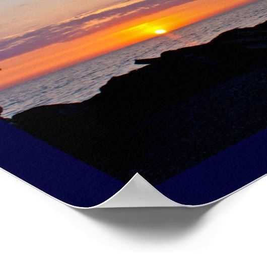 Zonneopslag bij vuurtoren van Marblehead Poster (Hoek)