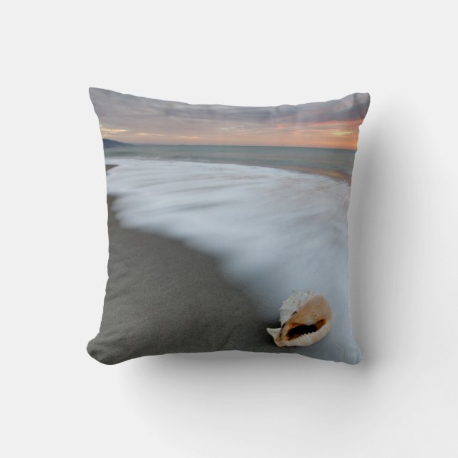 Zonneopslag op het strand en op een schaal kussen (Voorkant)