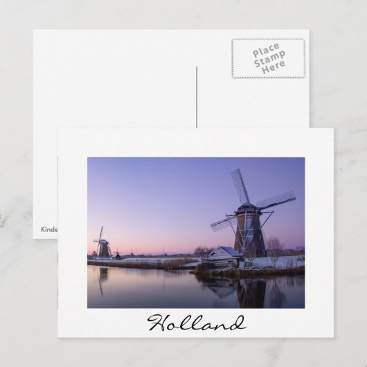 Zonneopstand boven de briefkaart Kinderdijk (Voorkant / Achterkant)