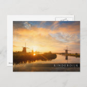 Zonneopstand boven windmolens en een rivier in Ned Briefkaart (Voorkant / Achterkant)