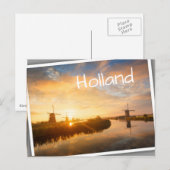 Zonneopstand boven windmolens en een rivier in Ned Briefkaart (Voorkant / Achterkant)