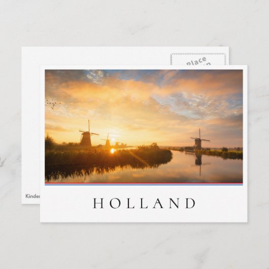 Zonneopstand boven windmolens en een rivier in Ned Briefkaart (Voorkant / Achterkant)