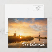 Zonneopstand boven windmolens en een rivier in Ned Briefkaart (Voorkant / Achterkant)